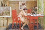 Carl Larsson Model,Writing picture-Postals oil